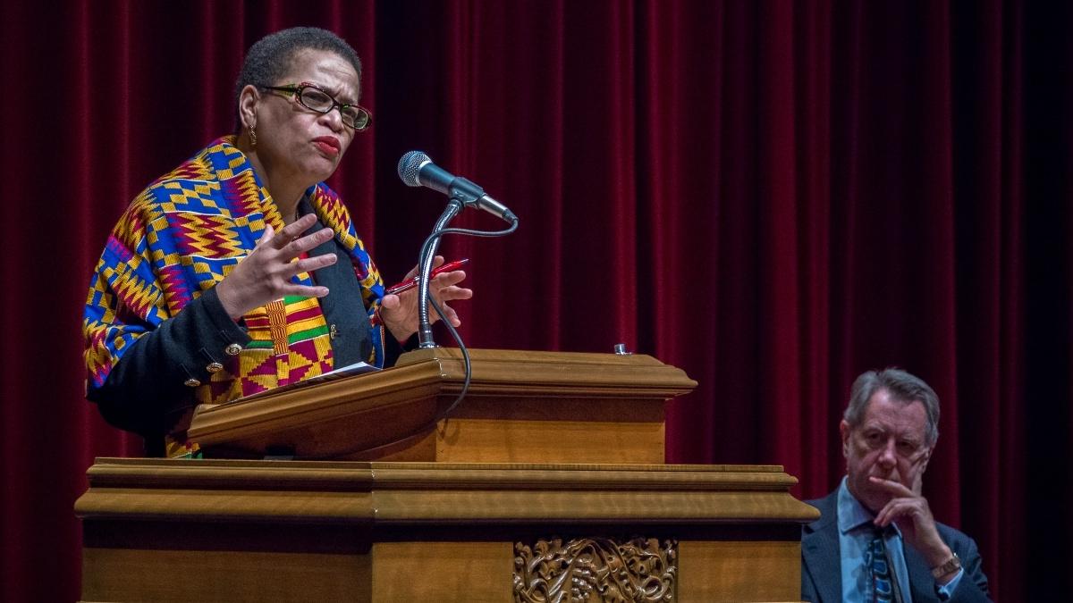 Julianne Malveaux speaking at Trinity